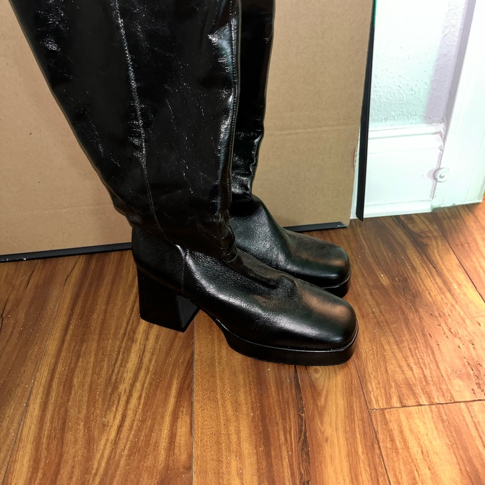 ASOS Shiny Black Heeled Boots